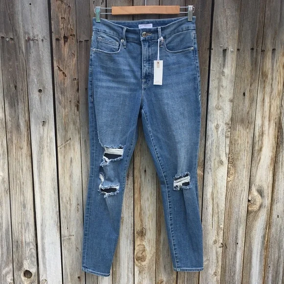 NWT Good American Good Legs Crop Jean Blue 28
